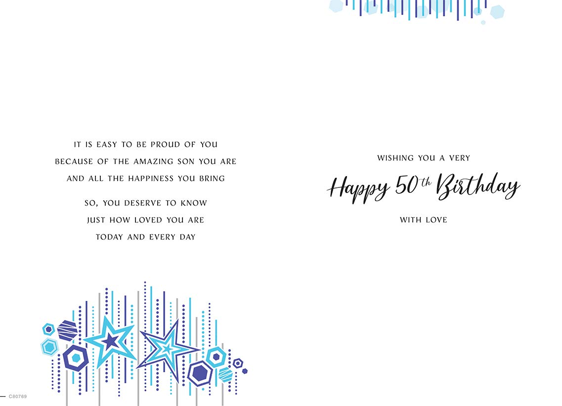 Regal Publishing Modern Milestone Age 50 Son Birthday Card | 9 x 6 inches | Made in the UK