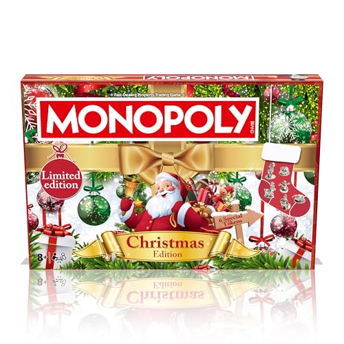Winning Moves Christmas Monopoly Board Game - Festive Edition | 2-6 Players | Ages 8+
