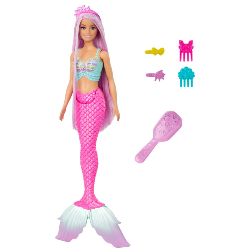 Barbie Mermaid Doll with 7-Inch Pink Fantasy Hair & Styling Accessories - Inspired by A Touch of Magic 7