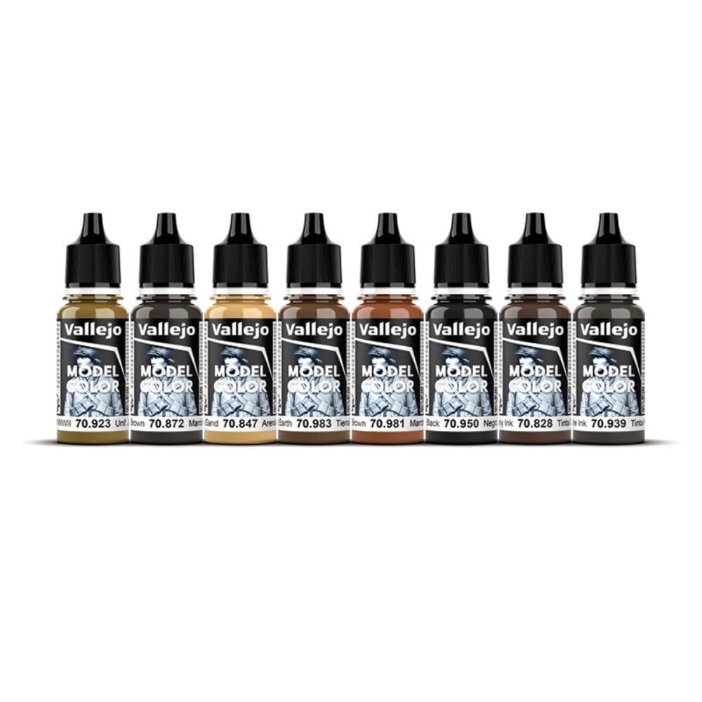Vallejo Model Color Acrylic Paint Set - Wood and Leather | 8 Shades | 18ml Bottles