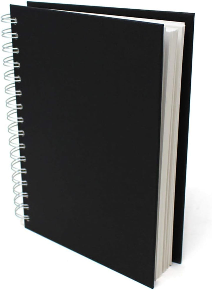 Artway Studio Spiral Bound A5 Sketchbook - 170gsm Cartridge Paper, 48 Pages, Black Hardback, Silver Wiro Binding