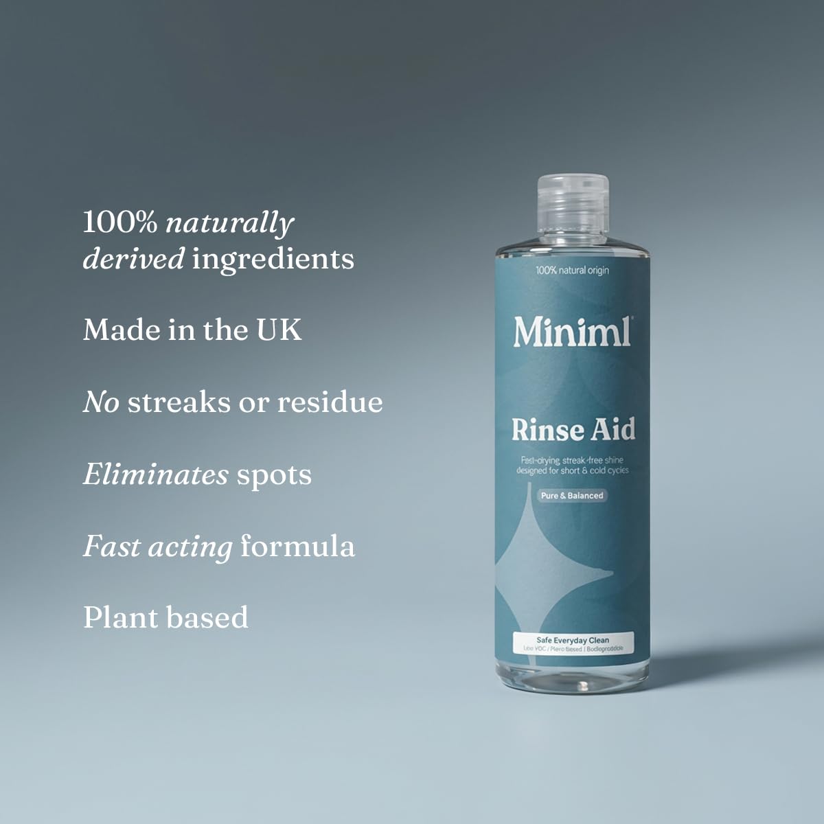 Miniml Dishwasher Rinse Aid - 400ml | Fast-Drying, Streak-Free, Unscented