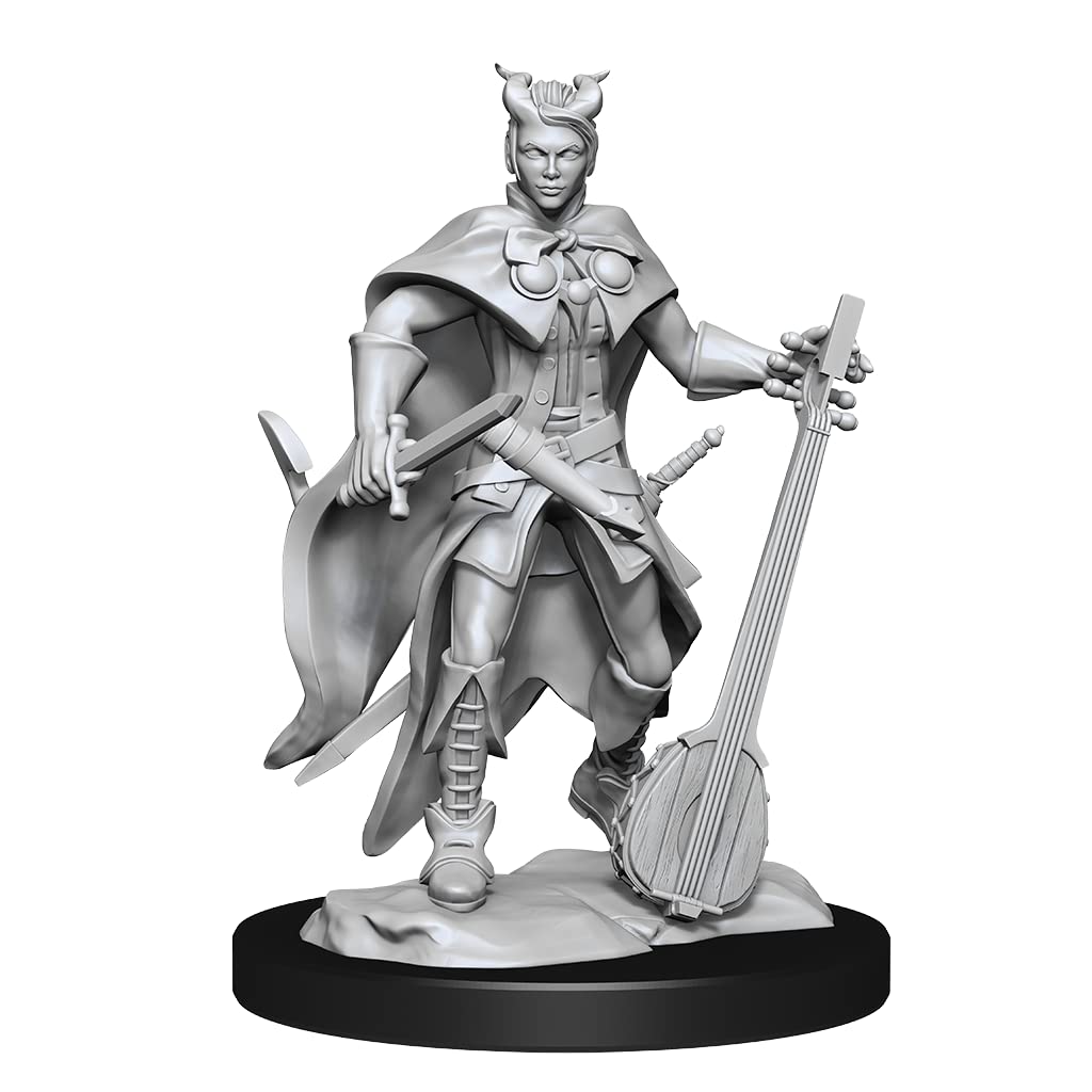 WizKids Tiefling Bard Female - Unpainted Miniature | Acrylic | 14+ Years