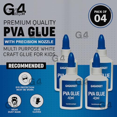 G4GADGET PVA Glue Multi-Purpose Adhesive - 4 Pack, 40ml Each Bottle (160ml Total)