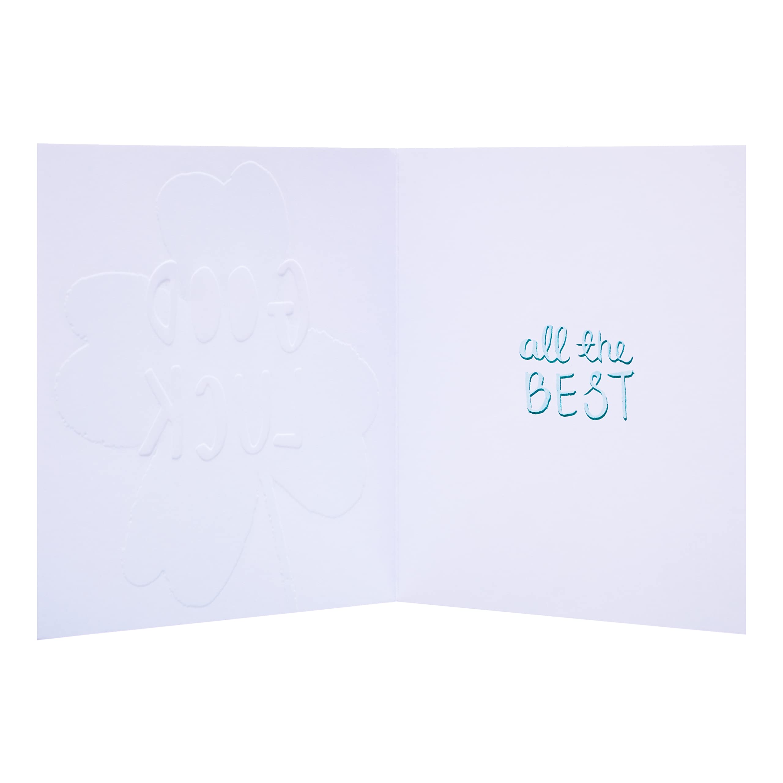 Hallmark Good Luck Card - Four Leaf Clover Design | 16cm x 16cm | Gold Foil & Embossed