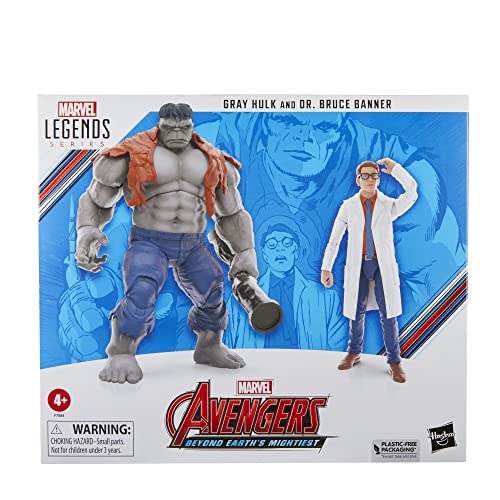 Hasbro Marvel Legends Series Avengers 60th Anniversary - Gray Hulk and Dr. Bruce Banner Action Figures (F7084)