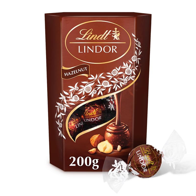 Lindt Lindor Hazelnut Chocolate Truffles Box - Smooth Melting Milk Chocolate Balls | 200g 1
