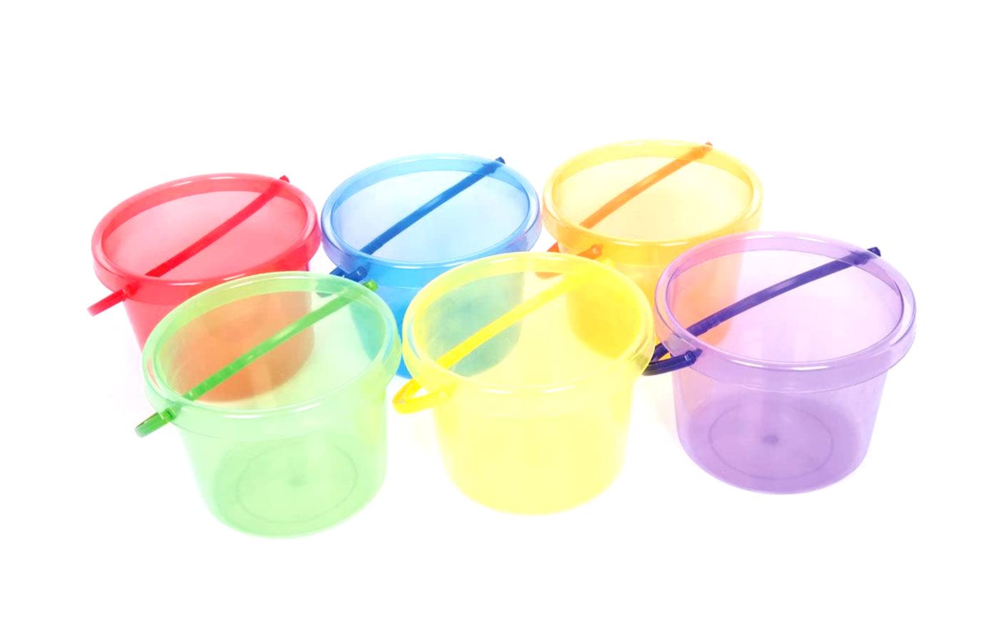 tickit 73101 Bucket Set - 6 Translucent Rainbow Buckets for Sand & Water Play | 16.2cm Diameter 1