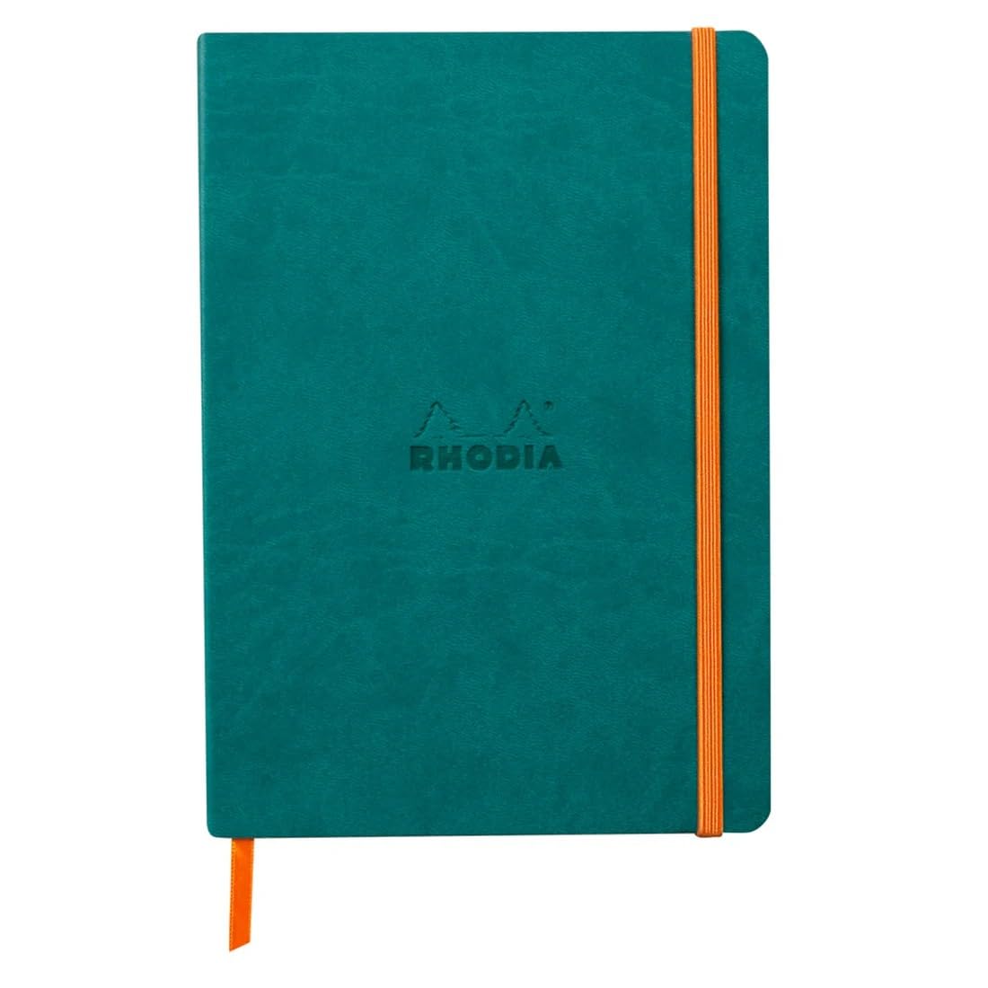 Rhodia Rhodiarama Soft Notebook - A5 Dotted | 160 Pages Ivory Paper 90 g/m² | Peacock Faux Leather