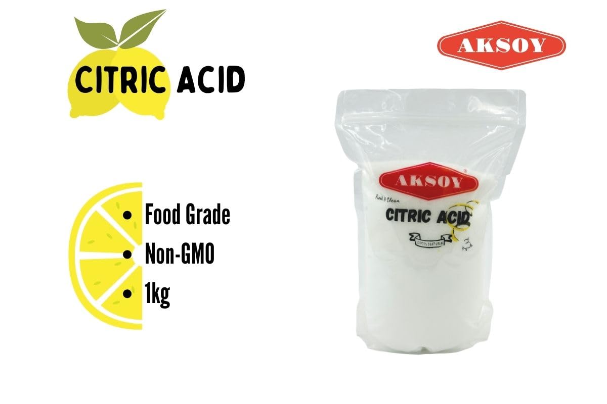 AKSOY Citric Acid Food Grade - 1000g Non-GMO Anhydrous Granule De-Scaler 3
