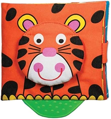 Galt Teether Soft Book - Jungle - 8-Page Crinkle Fabric Book with Squeaky Animal & Teether, Ages 0+
