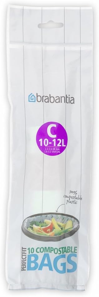 Brabantia - Compostable Bin Liners Size C, 10-12L, 10 Bags, Green