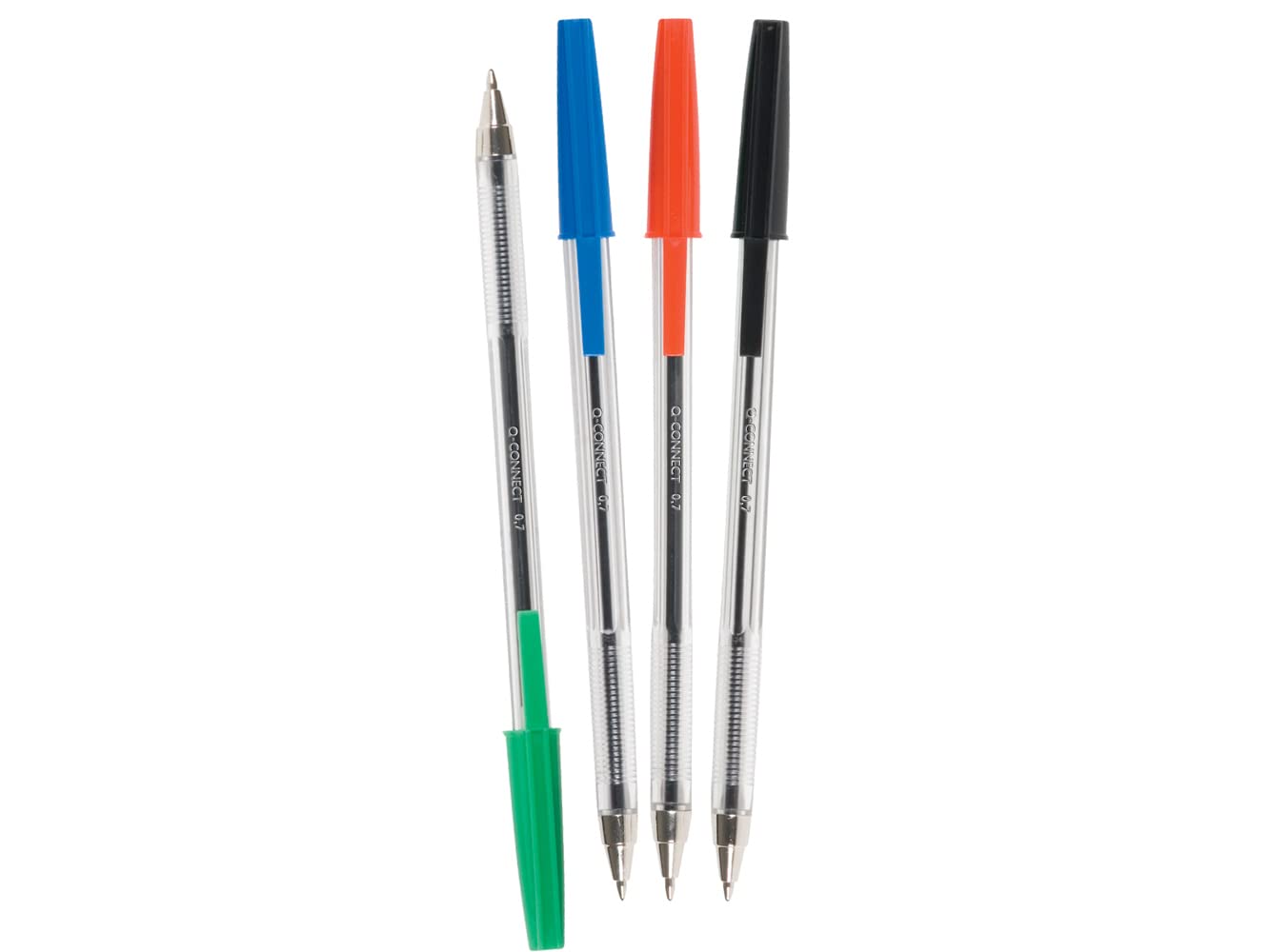 Q-Connect KF34045 Medium Ballpoint Pen - Green Ink | Ergonomic Barrel | Pack of 20