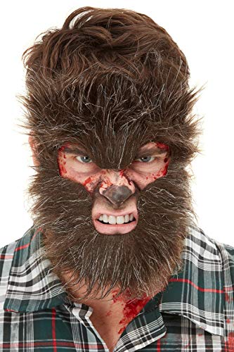 Smiffys Werewolf Face Fur Make-Up FX, Brown, Elastic (50811)