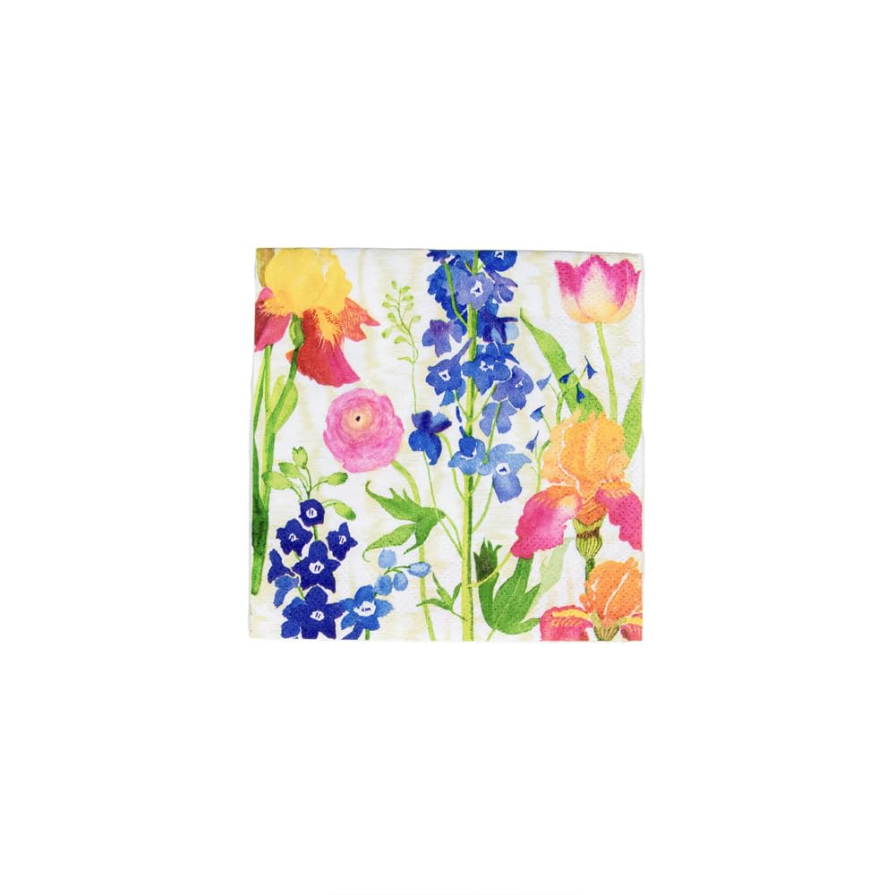 Caspari Summer Garden Paper Cocktail Napkins - Triple-Ply, 20 Count, 13 x 13 cm