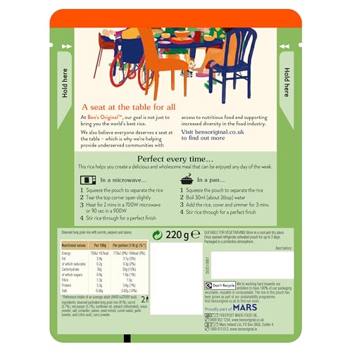 Ben's Original Vegetable Pilau Microwave Rice, 6 x 220g Pouches