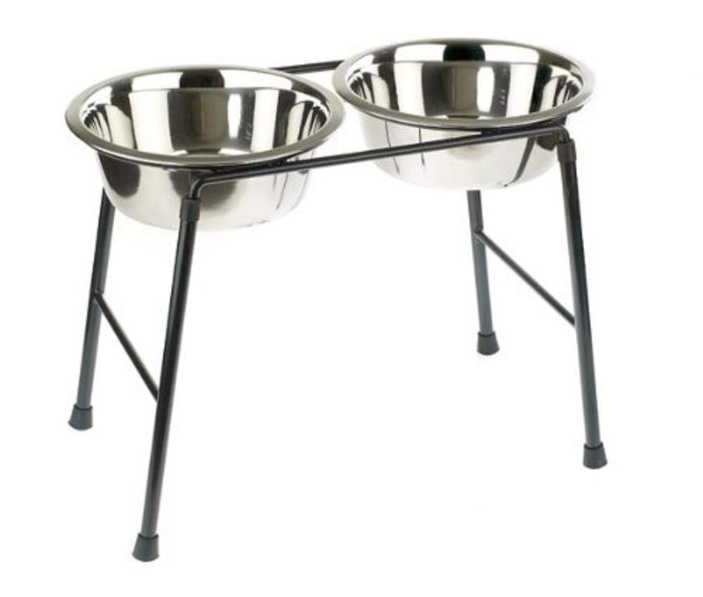 CLASSIC Double Feeder High Stand - 2 x 1600 ml Stainless Steel Dishes | 300 mm Tall 1