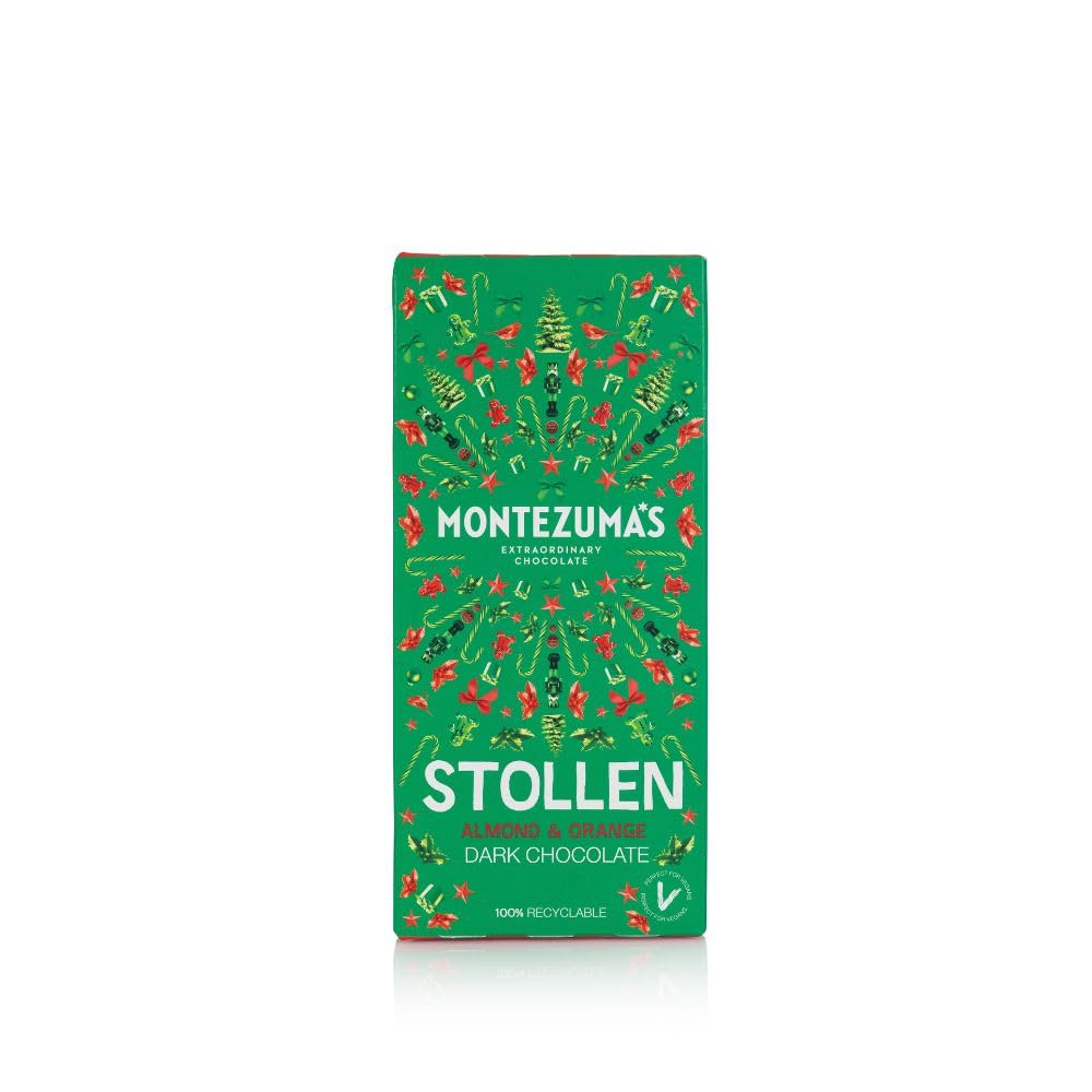 Montezuma's Christmas Stollen Bar - Dark Chocolate with Almond & Orange, 90g