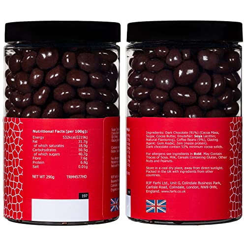 Rita Farhi Dark Chocolate Covered Coffee Beans in Gift Jar - 290g 9