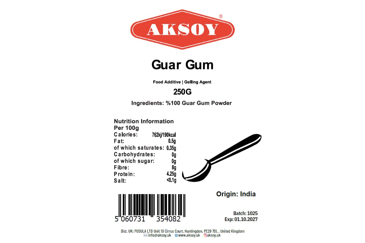 AKSOY Guar Gum Powder - Natural Thickener & Stabiliser | 250g Fine Powder