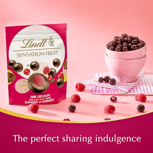 Lindt Fruit Sensation Raspberry and Cranberry Dark Chocolate Pouch 150g