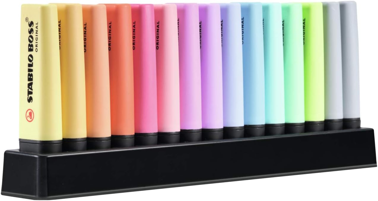 Highlighter - STABILO BOSS ORIGINAL Pastel - Deskset of 15 - Assorted Colours 3