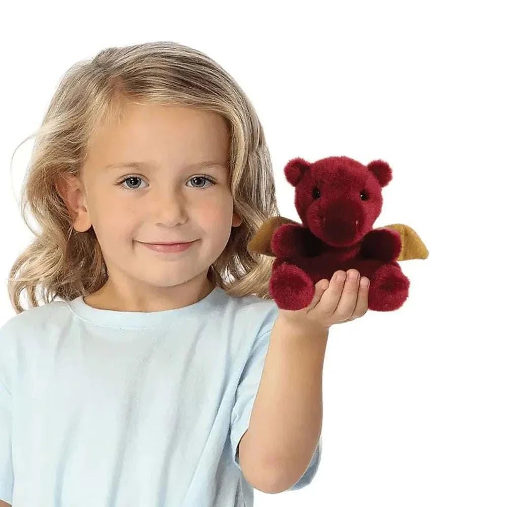 AURORA Palm Pals Aidan Dragon Stuffed Toy - Maroon Plush, 5 Inch, Suitable from Birth 3
