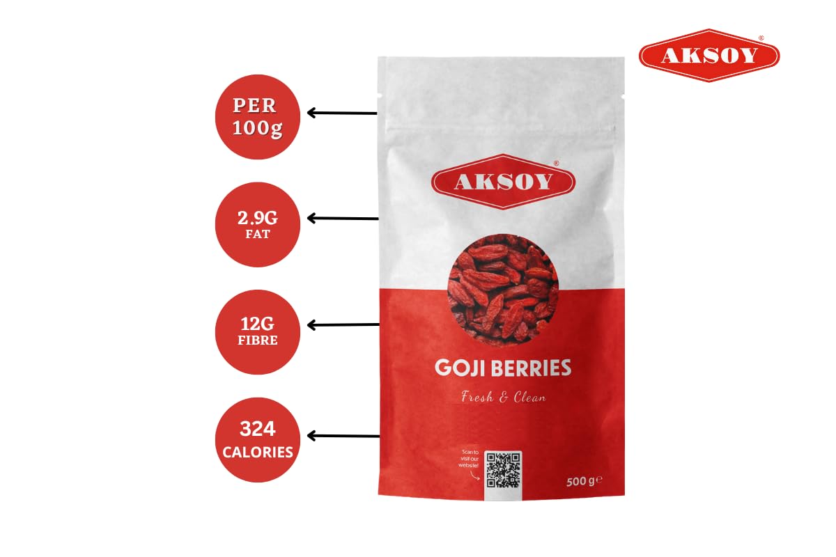 AKSOY Raw Sun-Dried Goji Berries - 500g Natural Wolfberries | Vegan Friendly 4