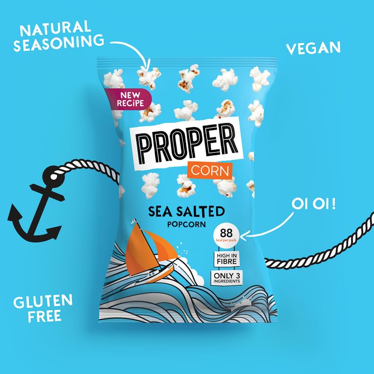 PROPER Lightly Sea Salted Popcorn 24 x 20g Snack Packs