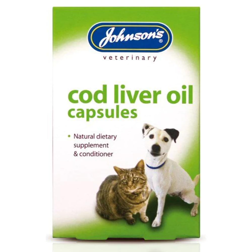 Johnsons Veterinary Products Cod Liver Oil Capsules - Natural Conditioner & Dietary Supplement | 40 Count