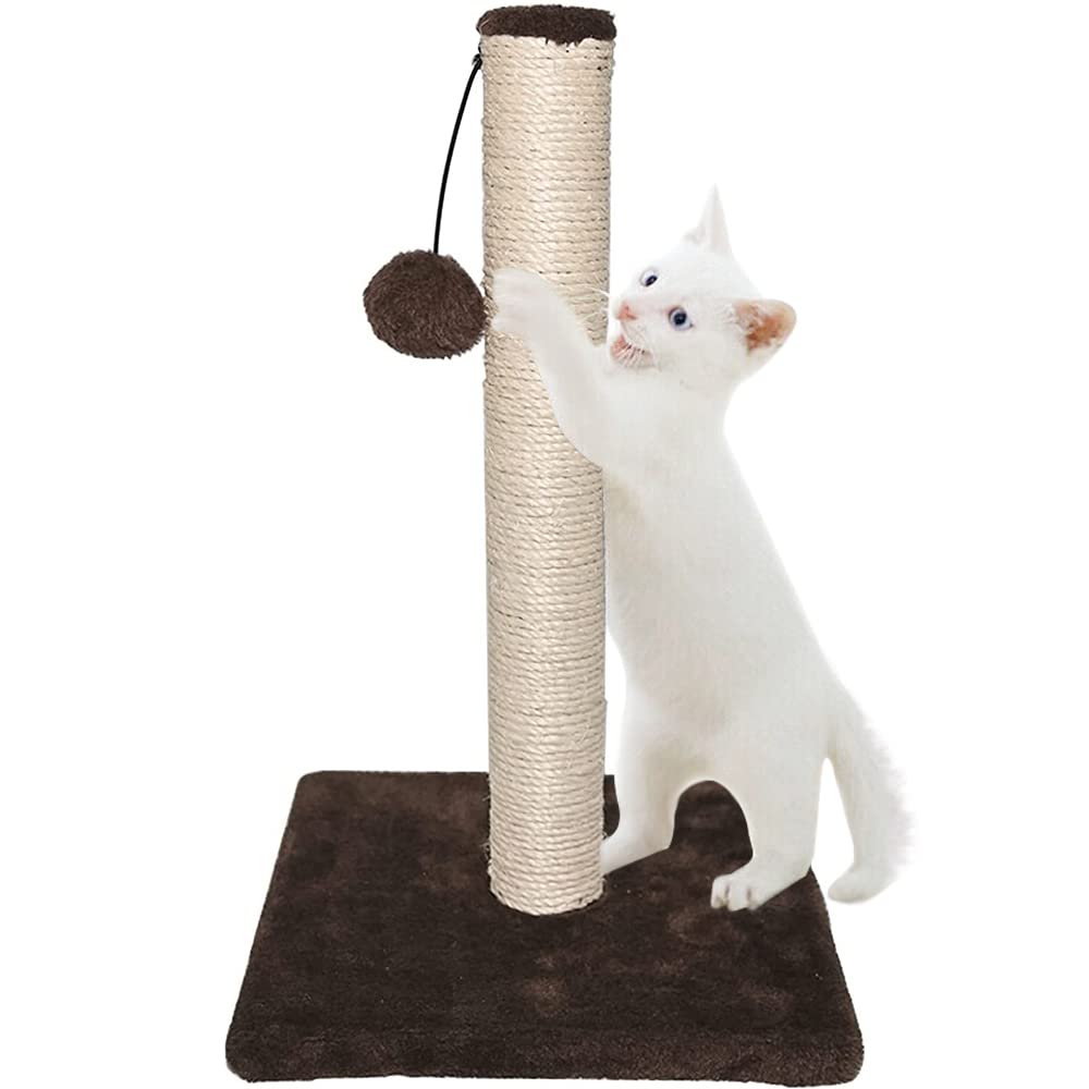 RAM ONLINE Cat Scratcher - 40cm Height, Plush Base, Dangly Ball | Indoor Use, Cats