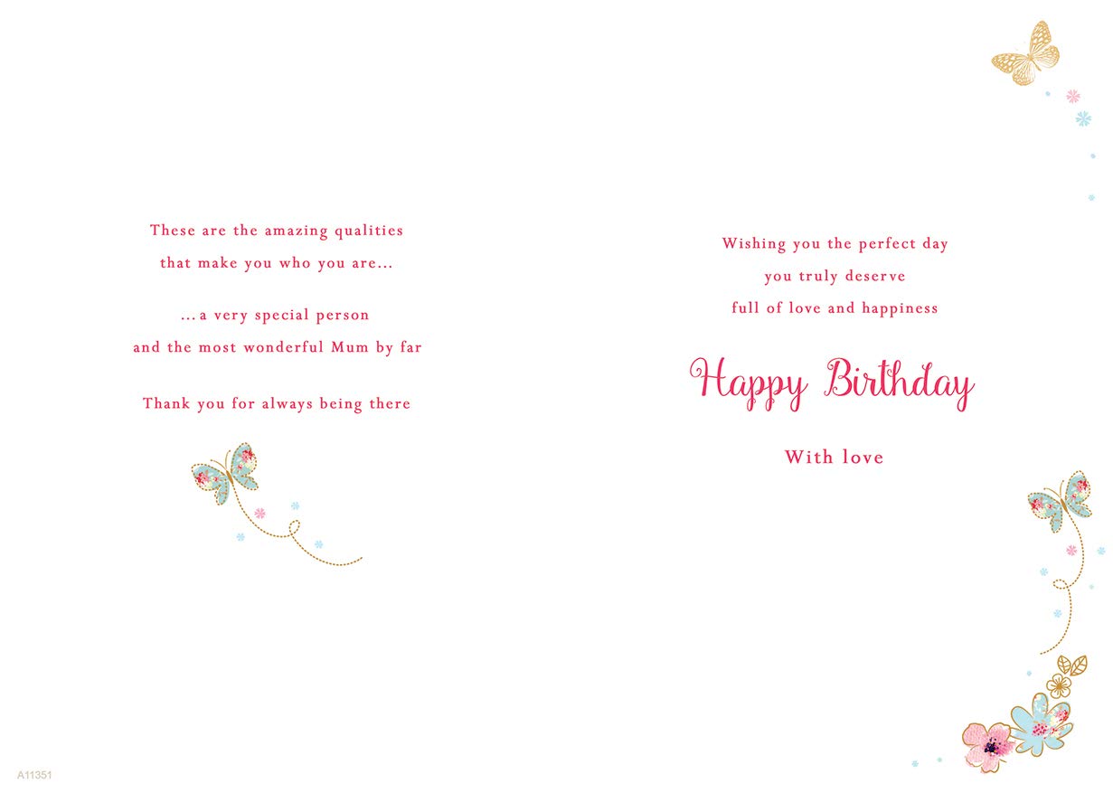 Piccadilly Greetings Traditional Birthday Card for Mum | 10 x 7 Inches | Multicolor