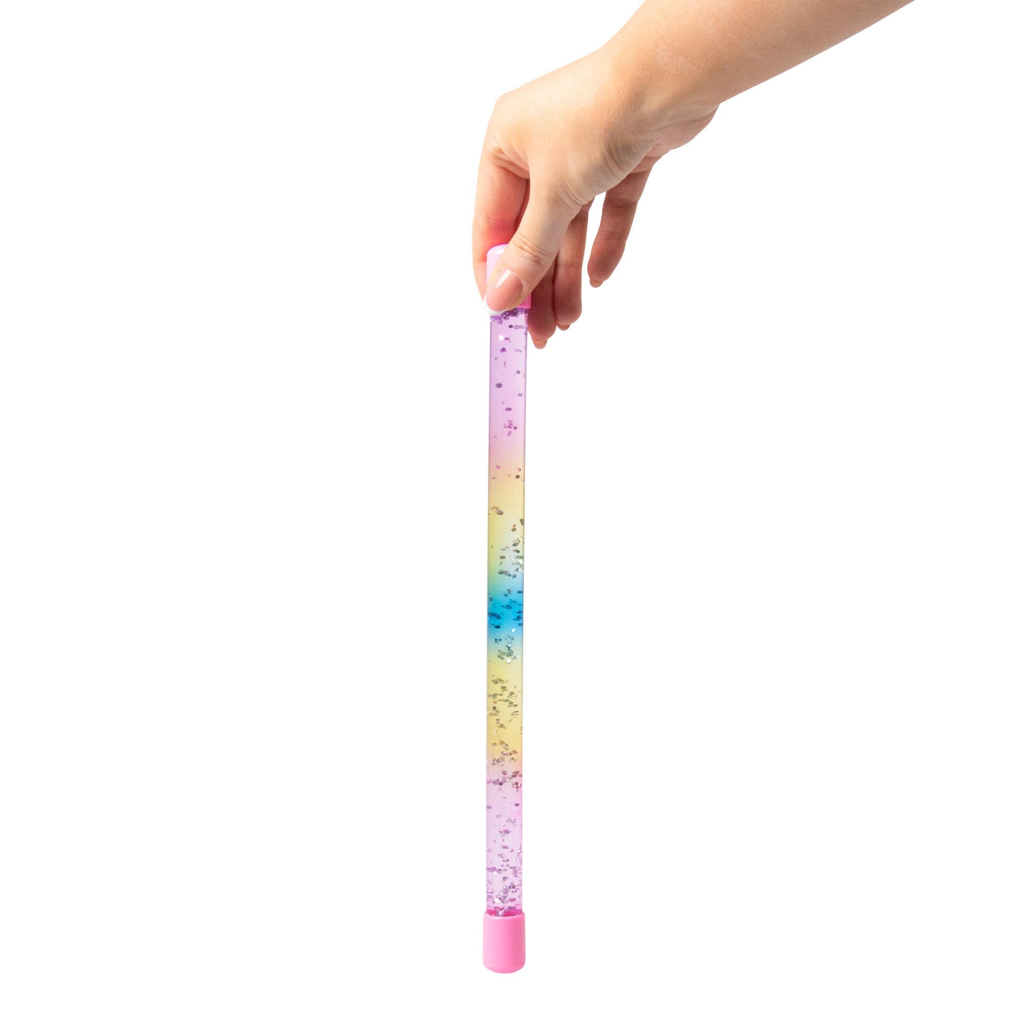 HGL Sensory Fidget Stick - Rainbow Glitter Swirl | Pink & Blue Ends | Ages 3+ 4