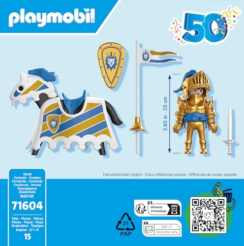 Playmobil 50th Anniversary Knight on Horseback Playset | Model 71604 | Ages 4+ 4