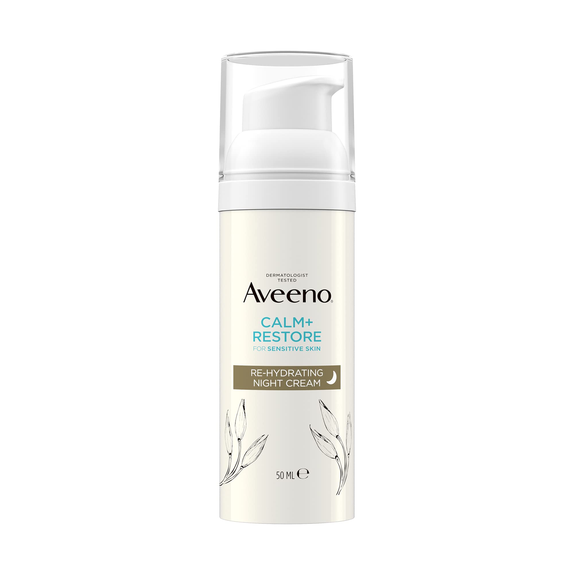 Aveeno Calm + Restore Re-Hydrating Night Cream (50ml) - Fragrance-Free Moisturizer for Sensitive Skin 1