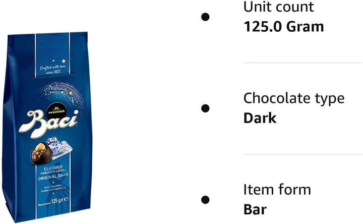Baci - Original Dark Chocolate Praline Truffles with Hazelnut, 125g