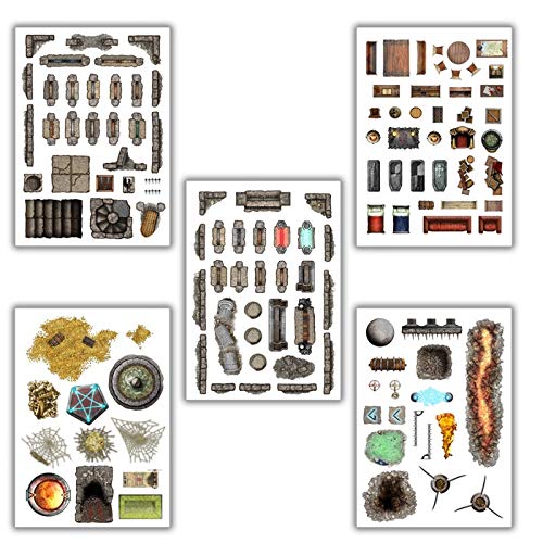 Loke Battlemats Dungeon Decorations Reusable Static Clings for RPG Battle Maps 3