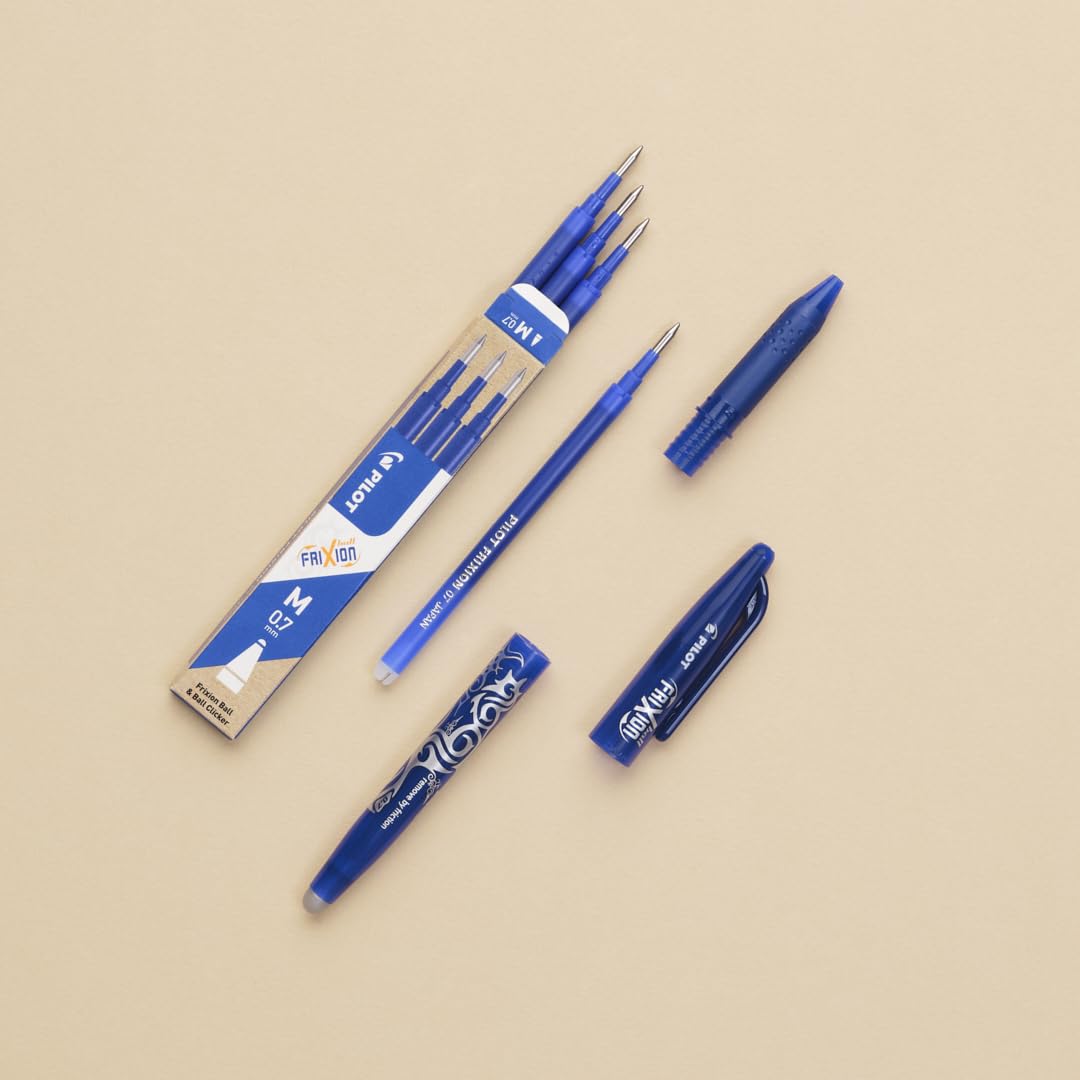PILOT FriXion Ball Erasable Pen Refills - 0.7mm Medium Tip, Black Ink | 4 Count Pack 8