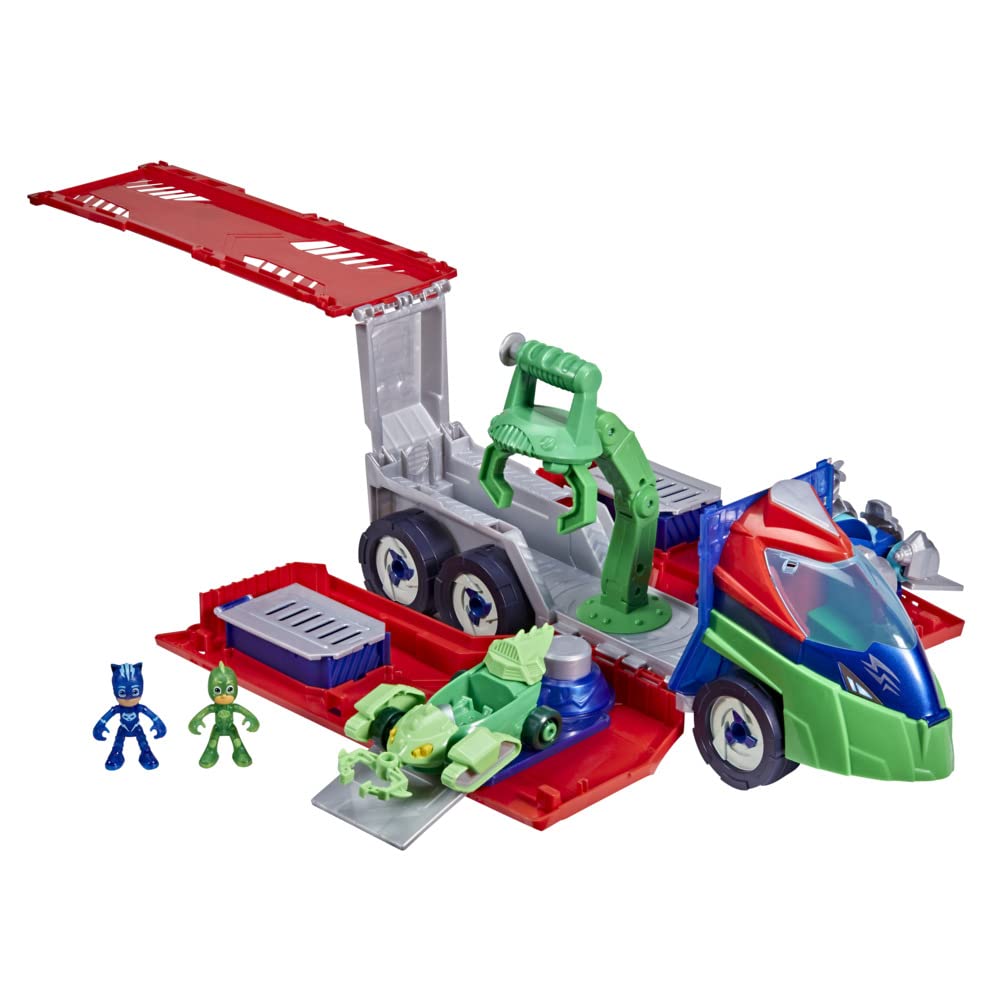 PJ Masks F21215S1 Deluxe Battle HQ Spielset – 2-in-1-Fahrzeugwerfer mit Hero ID-Technologie, ab 3 Jahren
