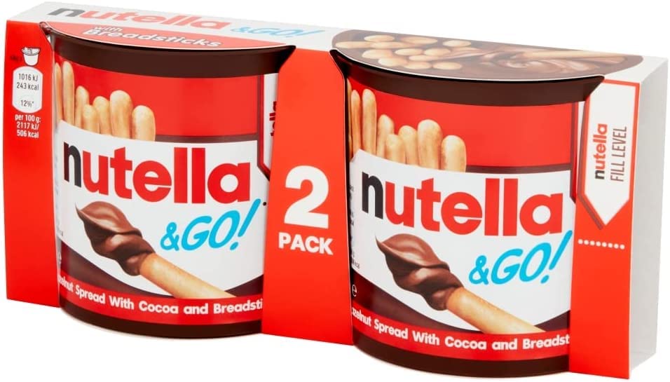 Nutella &Go! Chocolate Hazelnut Spread with Breadsticks Snack Pack | 8 x 48g Portions | 96g Total