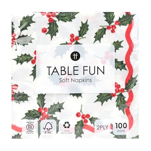 Talking Tables Holly Berry 2-Ply Christmas Napkins 100 Pack 7
