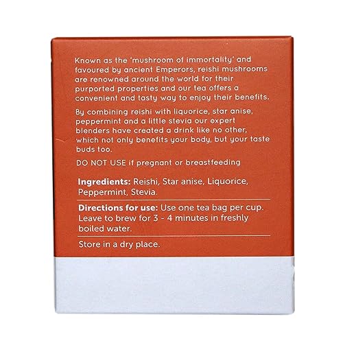 Natur Boutique Reishi Tea Sachets - 20 Count Herbal Tea with Reishi Mushroom, Star Anise, Licorice & Peppermint