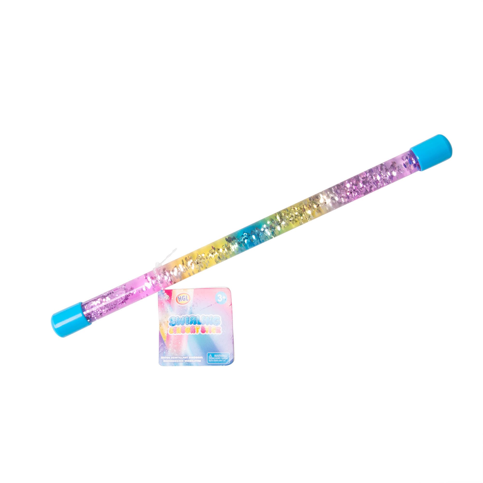 HGL Sensory Fidget Stick - Rainbow Glitter Swirl | Pink & Blue Ends | Ages 3+ 1