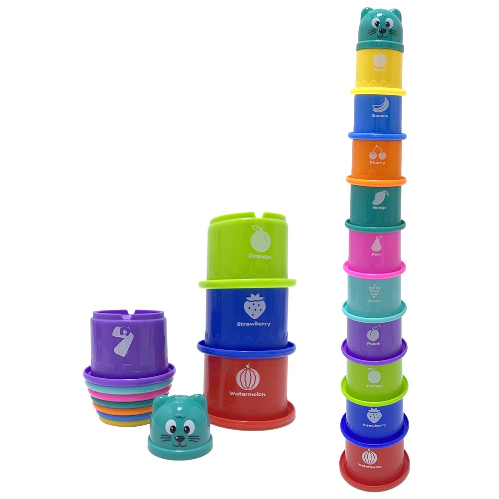 RAM ONLINE 11 Piece Stacking Cups - Early Learning Toy | Multicoloured | Ages 6 Months+