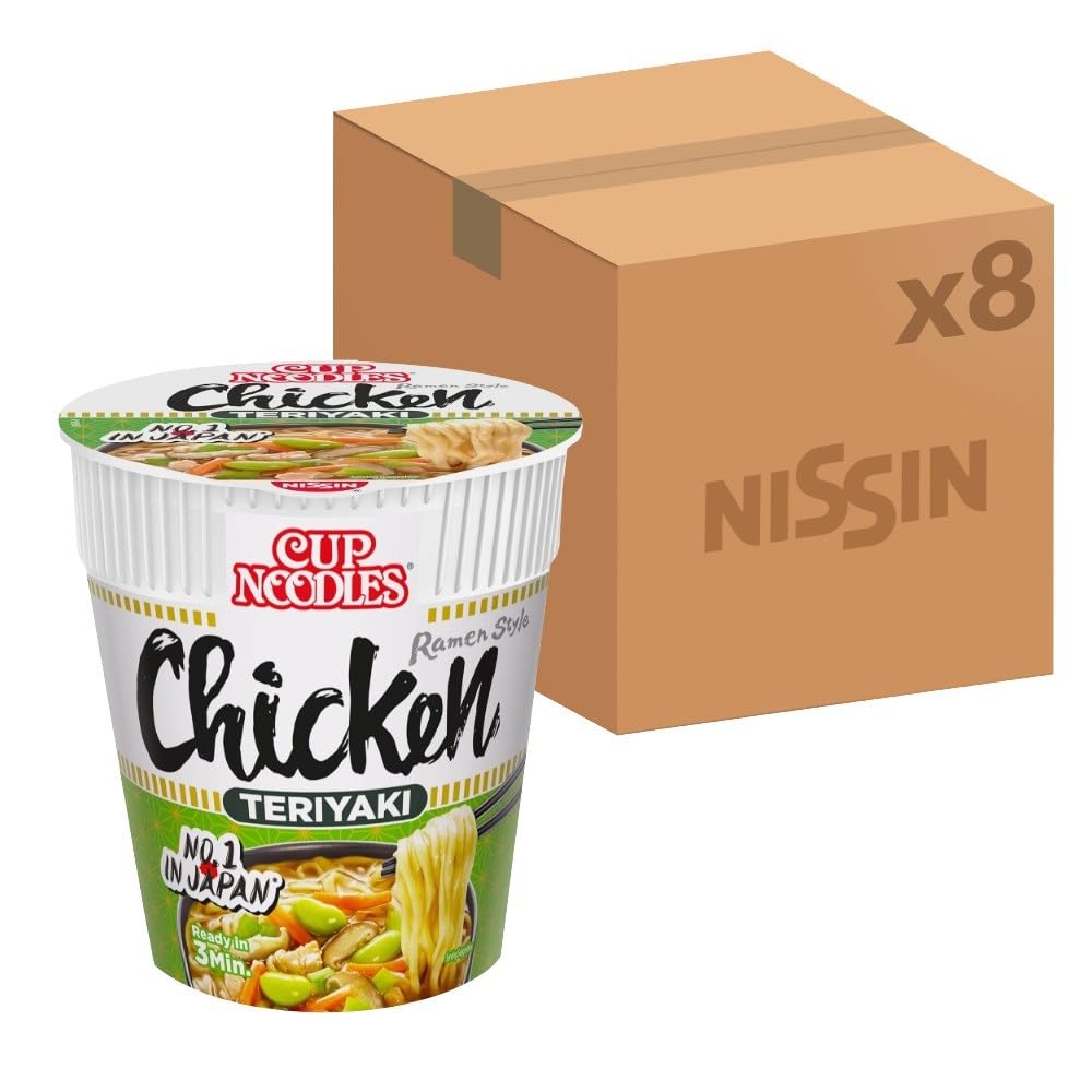NISSIN Cup Noodles Chicken Teriyaki Flavoured Instant Noodles - 70g Pot (Pack of 8) 1