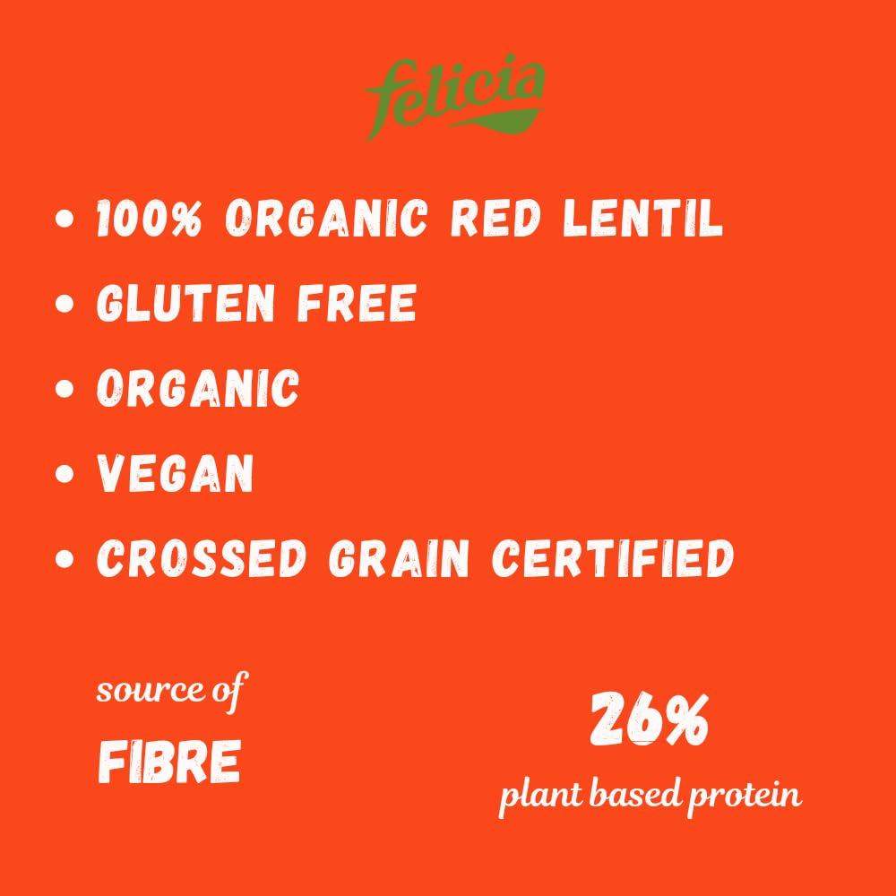 felicia Organic Red Lentil Sedanini Pasta - Gluten-Free & High Protein | 250g