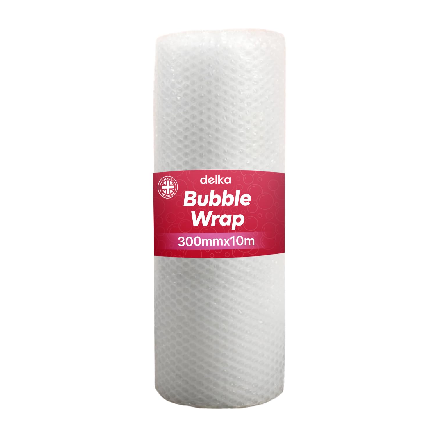 delka Premium Bubble Wrap Roll - 300mm x 10m | Medium Bubble Size | Recyclable Plastic