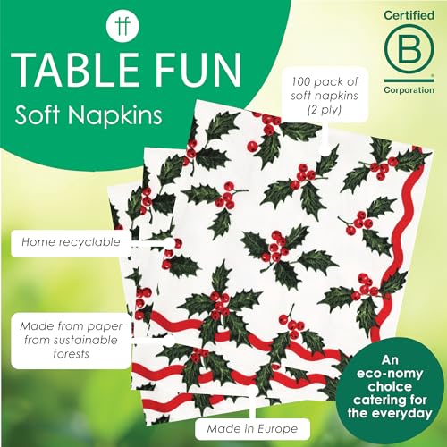 Talking Tables Holly Berry 2-Ply Christmas Napkins 100 Pack 8