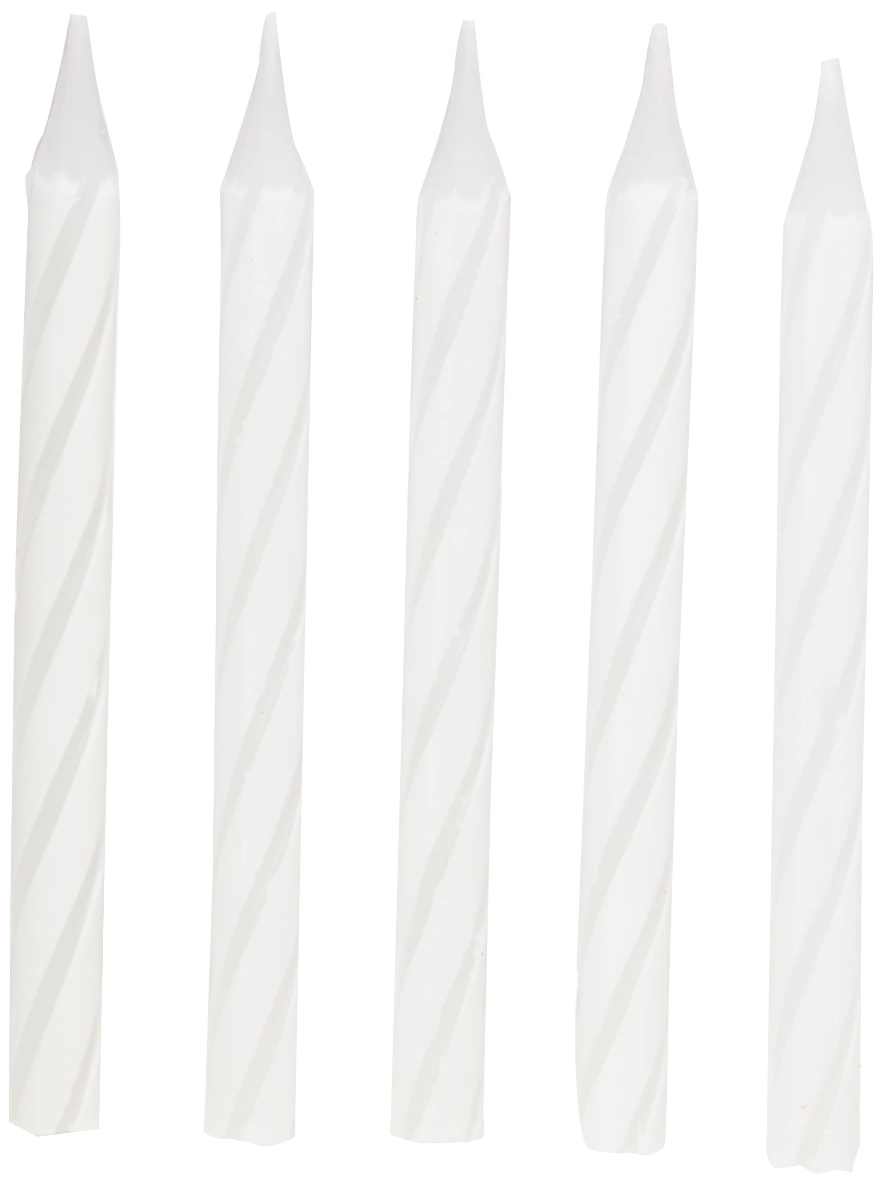 Unique Party Striped White Birthday Candles - Pack of 24 | 6cm Height | Wax 2