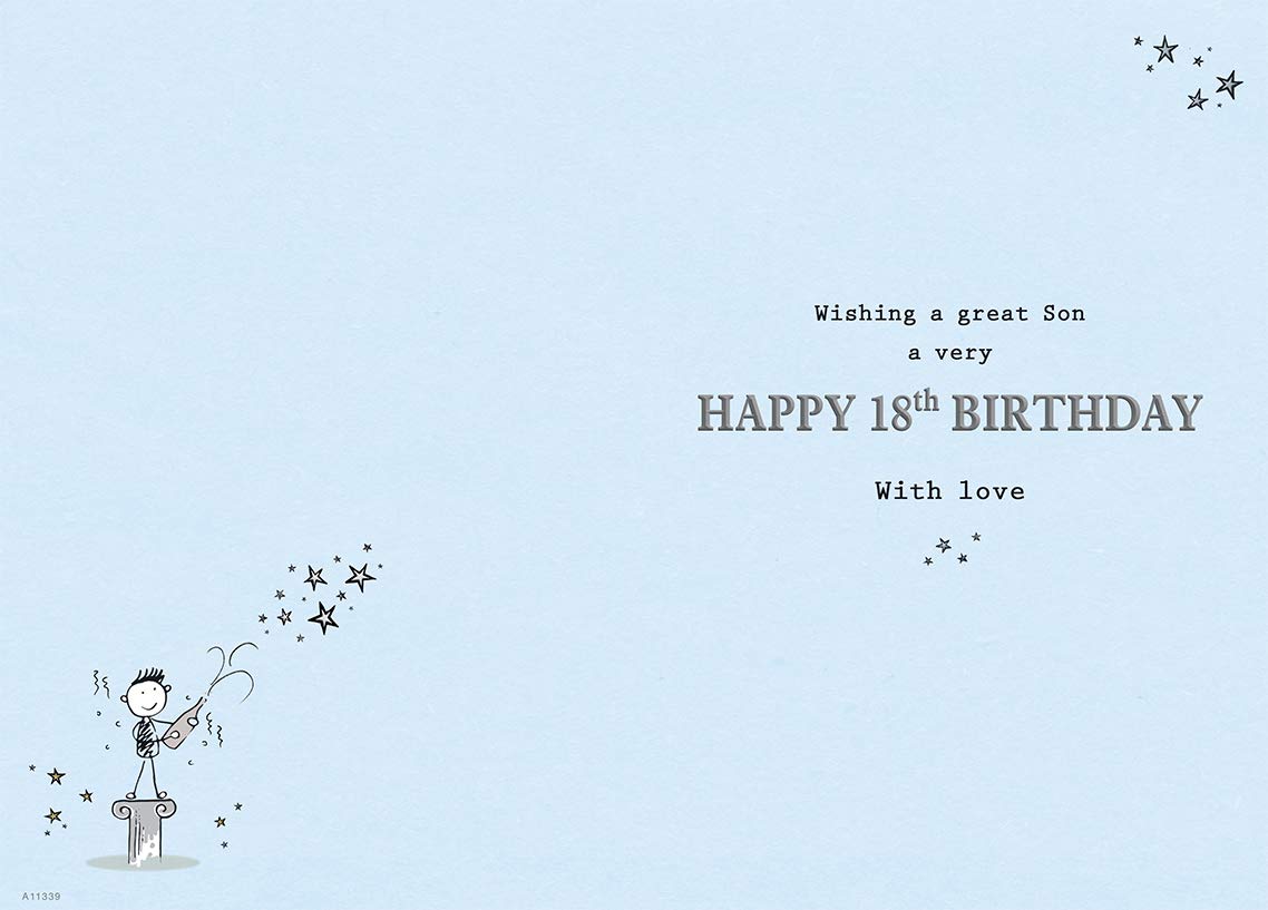 Piccadilly Greetings Traditional Age 18 Son Birthday Card | 9 x 6 Inches | Green
